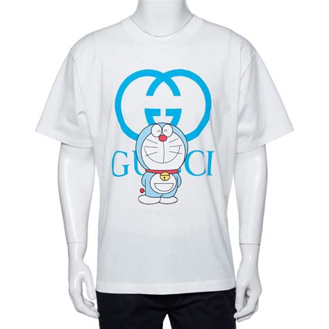 gucci x doraemon shirt|Gucci White X Doraemon Oversize Logo T.